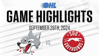 OHL Highlights Sudbury Wolves  Soo Greyhounds Sept 28th 2024 [upl. by Farrah]