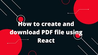 How to create and download PDF file using React [upl. by Hurless]