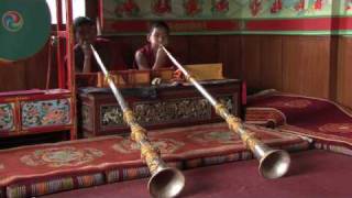 Traditional Tibetan Music instrument played by students of Jonangpa Monastery Kathmandu Nepal [upl. by Athalla747]