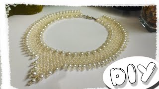 DELICATE WHITE NECKLACE made of beads [upl. by Graybill]