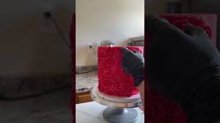 Fondant cake decorating fondantflowers cakeideas redcake [upl. by Ennovart]