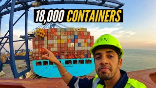 HUGE Ship With 18000 Containers Unloaded In 10 minutes  Vlog [upl. by Kenti]