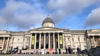 The National Gallery  An Art Museum in Trafalgar Square  Founded 1824 London England [upl. by Yelrah984]