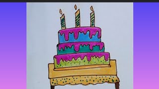 how to draw cake 🎂 cute cake drawing drawing artvedio [upl. by Wandis262]