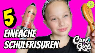 5 EINFACHE FRISUREN FÜR DIE SCHULE  HALBLANGE HAARE ✨ CURLI GIRLS CHALLENGE 💜 KLEINE FAMILIENWELT [upl. by Christoffer295]