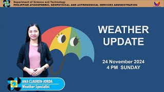 Public Weather Forecast issued at 4PM  November 24 2024  Sunday [upl. by Victorine]