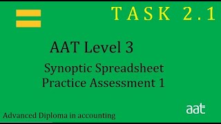 AAT Level 3 Synoptic Spreadsheet Practice Assessment 1 Task 21 [upl. by Ennobe]