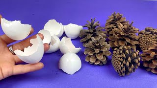 Amazing Idea Look What I Made With Eggshells and Pine Cones [upl. by Ahsert]