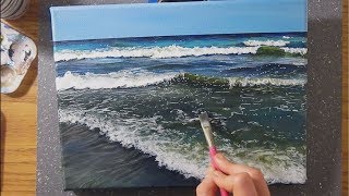 Painting More Waves acrylic painting timelapse [upl. by Odnomar]