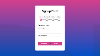 Multi Step Form with Step Progress Bar in HTML CSS amp JavaScript Part 1 [upl. by Fortier289]