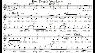 HOW DEEP IS YOUR LOVE  Bee Gees for flute or violin Sheet MusicPlay Sing AlongLyrics [upl. by Von564]