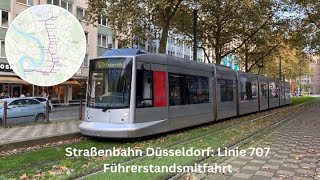 Führerstandsmitfahrt Straßenbahn Düsseldorf Linie 707 [upl. by Wassyngton909]