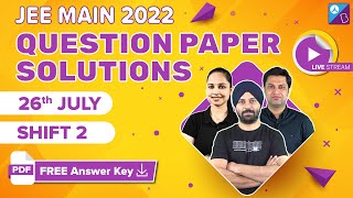 JEE Main 2022 Question Paper Solutions 26th July Shift 2  JEE Main 2022 Paper Analysis Discussion [upl. by Tammy]