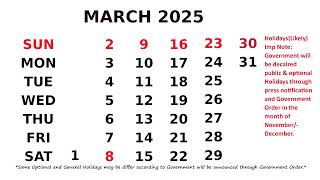 March Calendar 2025 [upl. by Hausmann]