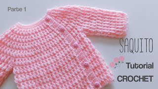 Saquito abierto Jersey Sueter para Bebe a Crochet Parte 1 de 2 [upl. by Nilra705]