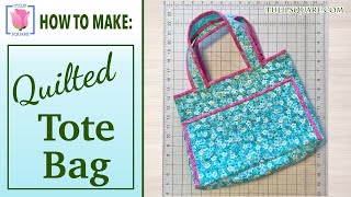 How to Make an Easy Quilted Tote Bag with Pockets ✿ Sew Along with a Tulip Square Pattern Tutorial ✿ [upl. by Destinee840]