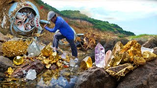 4 Strange treasure hunts with digging tools We found gold treasures in carved stones [upl. by Nanine]