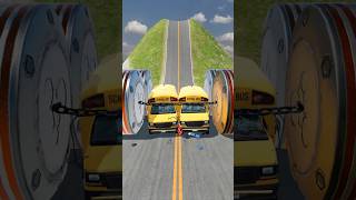 Cars amp School Bus vs Chained Hydraulic Crush  BeamNGDrive [upl. by Dusa503]