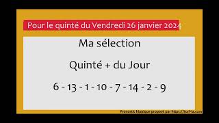 pronostic quinte du jour turfoo PRONOSTIC PMU QUINTÉ  DU JOUR VENDREDI 26 JANVIER 2024 [upl. by Durwyn]