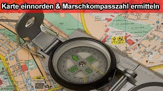 Den Marschkompass richtig benutzen Marschkompasszahl bestimmen amp ermitteln Karte Kompass einnorden [upl. by Hars]