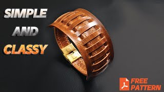 How To Make a Strips Leather BraceletFREE PATTERN [upl. by Danae48]