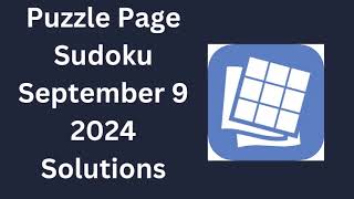 Puzzle Page Sudoku September 9 2024 Solutions [upl. by Siryt]