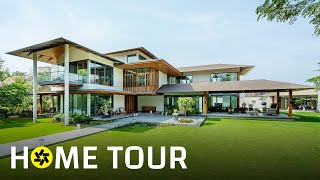 A Modern House in Ahmedabad With Traditional Sloping Roofs Home Tour [upl. by Ellenaj364]