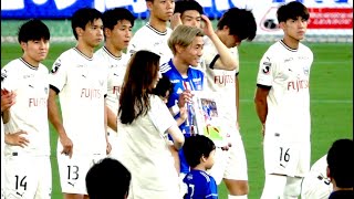 神奈川ダービー2023！マリノス  フロンターレの選手が入場！いよいよキックオフ！！試合前には松原健選手のJ1通算200試合出場を祝福！ [upl. by Marbut]