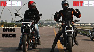 Pulsar N250 vs Yamaha MT15 Drag Race [upl. by Clementine]