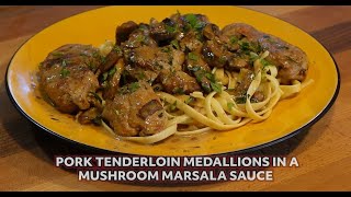 pork tenderloin medallions with a mushroom marsala sauce [upl. by Enimisaj]