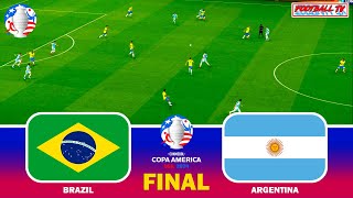 BRAZIL vs ARGENTINA FINAL  COPA AMERICA  Full Match amp All Goals 2024  PES Gameplay PC [upl. by Nived]