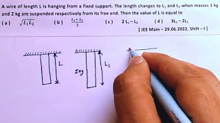 Elasticity  Physics  Class 11 Pyq mechanical properties of solids  A wire of length  Neet Jee [upl. by Zigmund87]