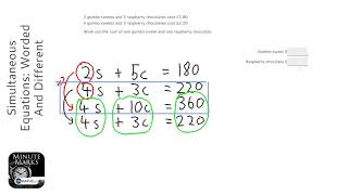 Simultaneous Equations Worded And Different Cooeficients Grade 6  OnMaths GCSE Maths Revision [upl. by Airekahs]