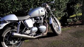 Triumph Thruxton Customised Cafe Racer with Arrows Exhaust Have a listen [upl. by Orest236]