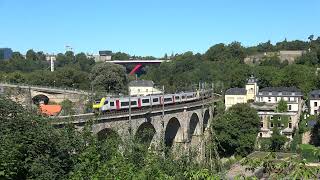 NMBS Desiro 08531 en 08532 komen door het Pfaffenthal gereden 4K [upl. by Nally]