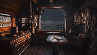 Ships Captains Cabin On Stormy Sea  Peaceful Music amp Ambience [upl. by Yemrots]