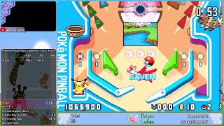 Pokemon Pinball Ruby amp Sapphire Catch Jirachi Speedrun in 354517 [upl. by Heilner613]