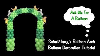 Balloon Arch Without Arch Cord Tutorial  Safari or Jungle Decoration [upl. by Yoccm591]