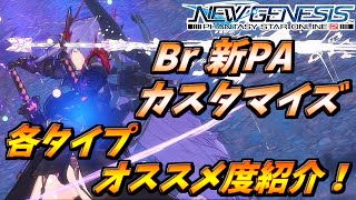 【PSO2NGS】Br新PAカスタマイズ解説！調整も含む！各タイプのオススメも！ [upl. by Anidam]