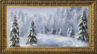 Winter Forest Framed Painting for your TV with Gentle Holiday Music [upl. by Bron]