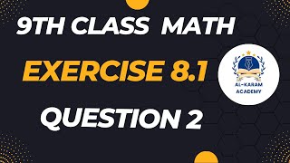 9th class math Exercise 81 Question 2 [upl. by Maffei]