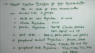 Special Function Registers or SFRs of 8051 microcontroller in TelugudiplomaBtechsuma study cent [upl. by Adnoloy]