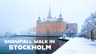 Sweden Stockholm 4K  Snowy Winter Walk 2022 [upl. by Aleibarg732]