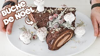 Christmas Yule Log Cake Recipe Bûche De Noël [upl. by Schramke]