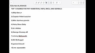 TOP 10 NAMES FOR HAMSTERS RATS MICE  AND GERBILS [upl. by Lamrej]