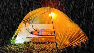 Solo Camping during a relentless thunderstorm  struggling to put up a tent [upl. by Salema]