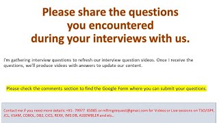 COBOL DB2 CICS REXX JCL VSAM Interview or scenario based interview questions [upl. by Alios]