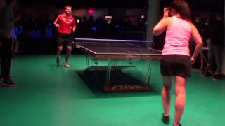 Timo Boll vs Dora Kurimay at Spin NYC game 1 [upl. by Bella]