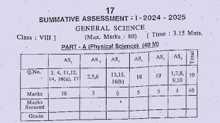 Ap 8th class Sa1 General Science question paper and answer 20248th class science Sa1 question paper [upl. by Naahs613]