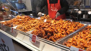 Crispy Fried Chicken Boneless in Korean Traditional Market Chicken Gangjeong  Korean Street Food [upl. by Charis21]